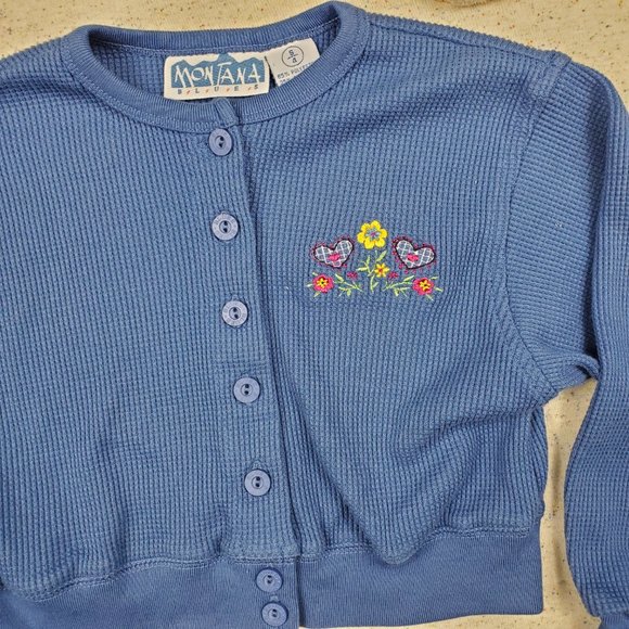 Vintage Waffle Knit Floral Top 4t - Picture 2 of 7